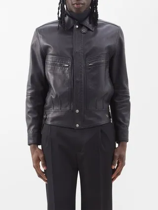 Zip-pocket Leather Jacket