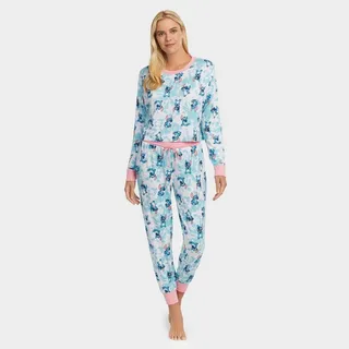 Women's Disney Stitch 2 Piece Set with Long Sleeve Pullover and Pant-Multi M