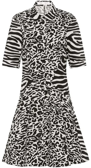 Animal-print cotton shirtdress