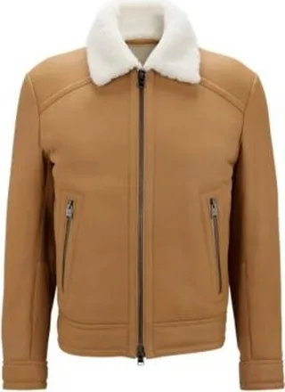 Shearling jacket with two-way zip