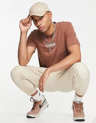 Jack & Jones Originals oversize t-shirt with ORG embroidery in brown