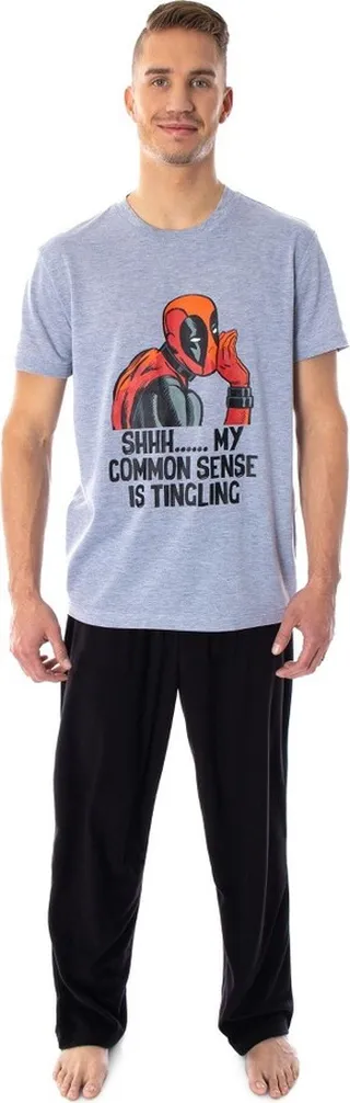 Marvel Men's Deadpool Pajamas Common Sense Is Tingling 2 Piece Pajama Set (3XL) Black