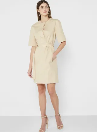 Belt Detail Button Down Dress
