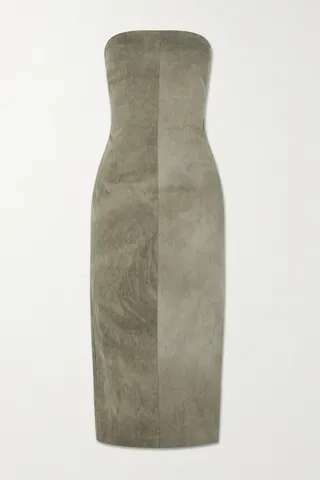Cortana - + Net Sustain Freja Strapless Paneled Woven Midi Dress - Green
