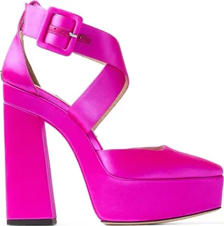 Jimmy Choo Satin Gian Platform Sandals 140