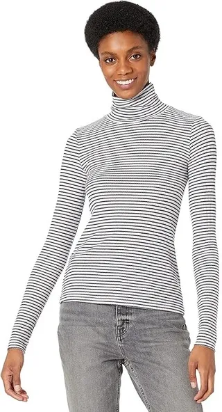 Faherty Legend Rib Roscoe Turtleneck (Abyss Stripe) Women's Clothing
