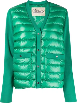 quilted V-neck cardigan