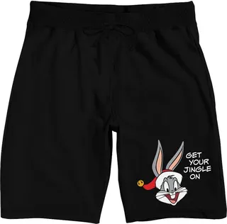 Looney Tunes Get Your Jingle On Men’s Black Sleep Pajama Shorts-Large