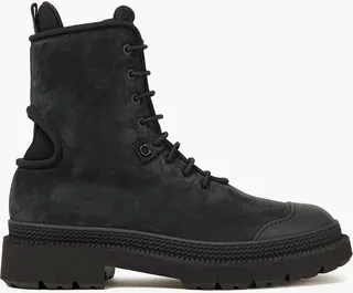 Neoprene-trimmed nubuck combat boots