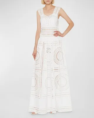 Laser Cutout Sleeveless Maxi Dress