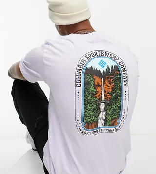 Columbia retro festival back print T-shirt in lilac