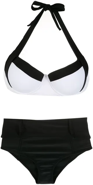 Two-Tone High Rise Bikini Set