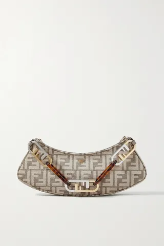 Fendi - O'lock Swing Logo-jacquard Chenille Shoulder Bag - Brown