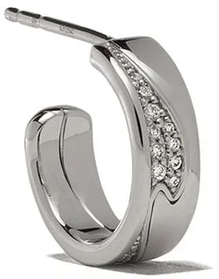 18kt white gold small Fusion diamond hoop earrings
