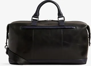 Black Logo-embossed Leather Holdall