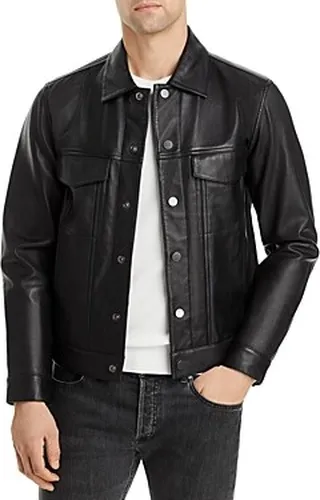Theory River Snap Front Leather Jacket