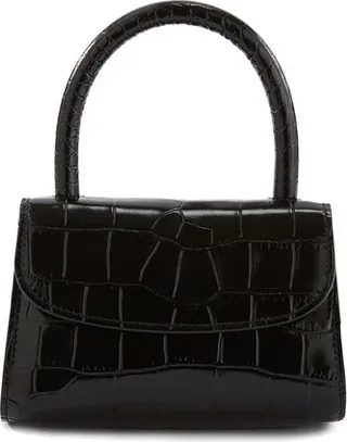 Mini Black bag in crocodile embossed leather