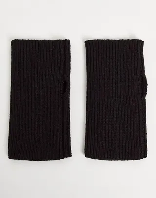 ASOS DESIGN palm warmer gloves in black