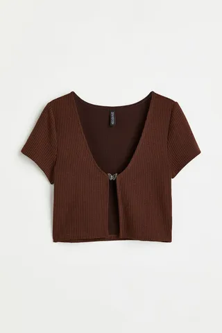 Ribbed Top with Butterfly Detail