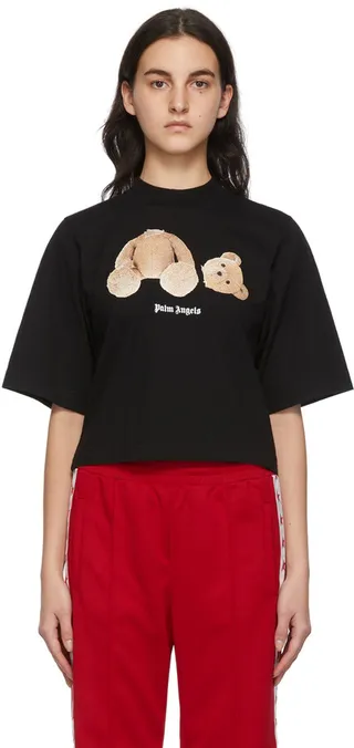 Palm Angels Black Bear Cropped T-Shirt