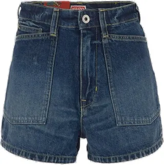Kenzo Logo Patch Denim Shorts
