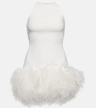 Feather-trimmed minidress