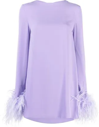 Feather-Trim Detail Mini Dress