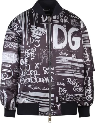Dolce & Gabbana Logo Printed Zipped Bomber Jacket