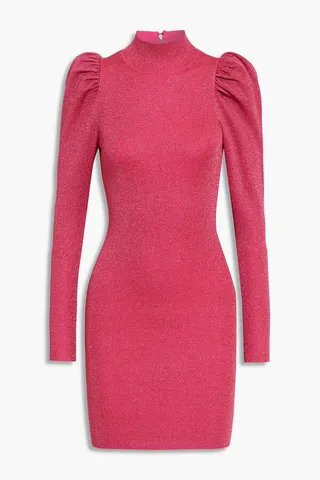 Issa metallic wool-blend turtleneck mini dress