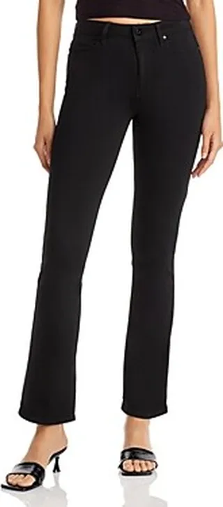 Paige Manhattan High Rise Slim Bootcut Jeans in Black Shadow