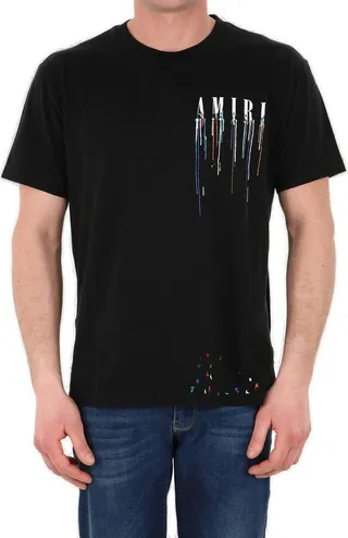 Amiri Paint-Drip Logo Crewneck T-Shirt