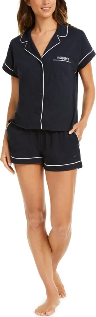 Tommy Hilfiger Printed Shirt and Shorts Pajama Set