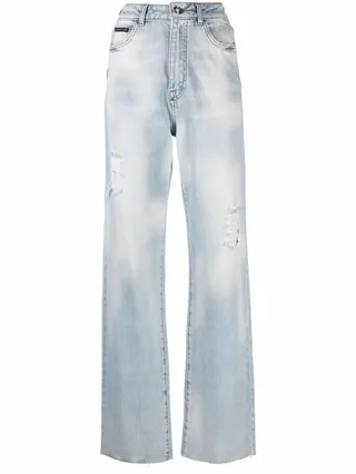 Palazzo-cut high-waist jeans
