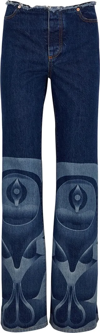 Conner Ives Printed Bootcut Jeans