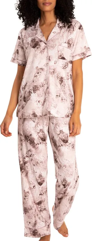 Peached Butterfly Short Sleeve Top & Pants Pajama Set