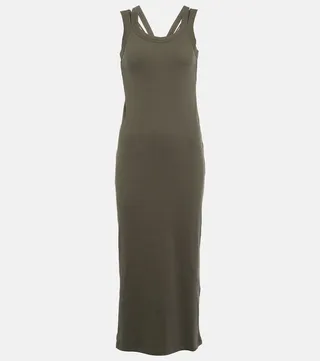Cotton ribbed-knit midi dress