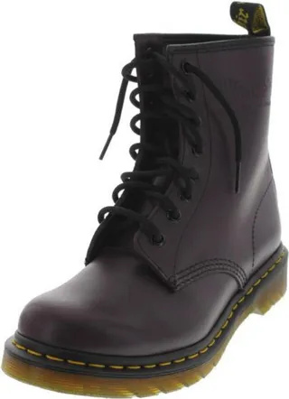 Womens Leather Contrast Stitching Combat Boots