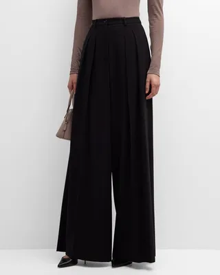 Pleated Wide-Leg Slouch Trousers
