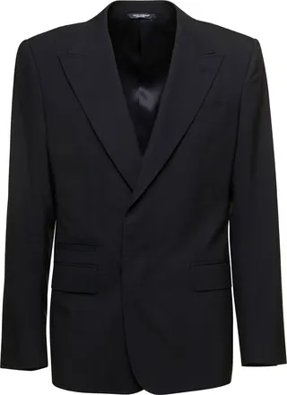 'new Sicilia' Black Single-breasted Jacket With Concelaed Fastening In Stretch Wool Man