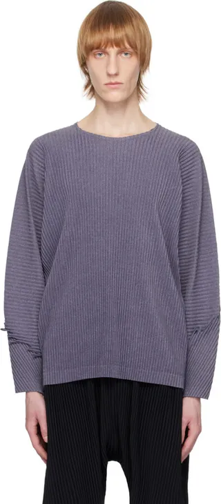 Homme Plissé Issey Miyake Purple Serrate Long Sleeve T-Shirt