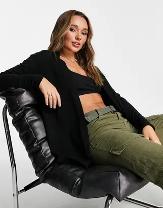 ASOS DESIGN fine knit cardigan in black