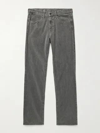 Straight-Leg Garment-Dyed Cotton-Corduroy Trousers