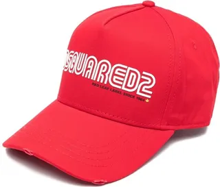 Logo-Print Distressed Cap