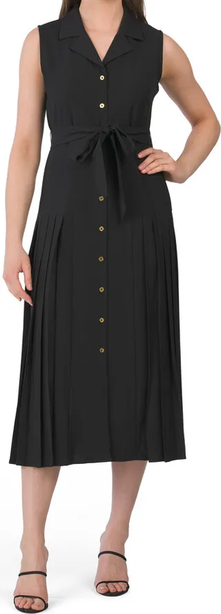 Remy Stretch Sleeveless Pleated Dress