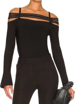 Sarah Compact Rib Halter Top in Black