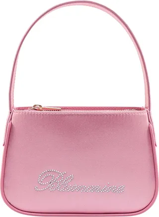 Satin handbag with frontal logo