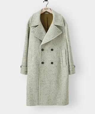 Italian Oversized Double Breasted Officer Coat in Dove Grey