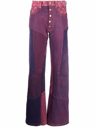 Patchwork Wide-Leg Jeans
