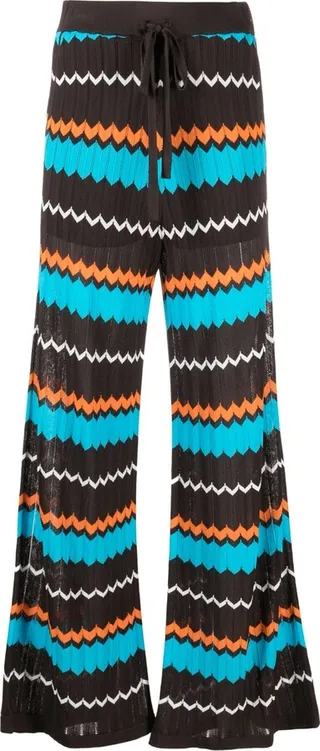 Chevron-Knit Straight-Leg Trousers