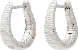Ridged Cuvee Hoops Earrings Silver